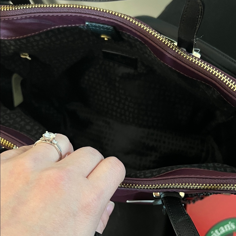 Kate Spade Plum Tote with Black Embellishments - Picture 4 of 5